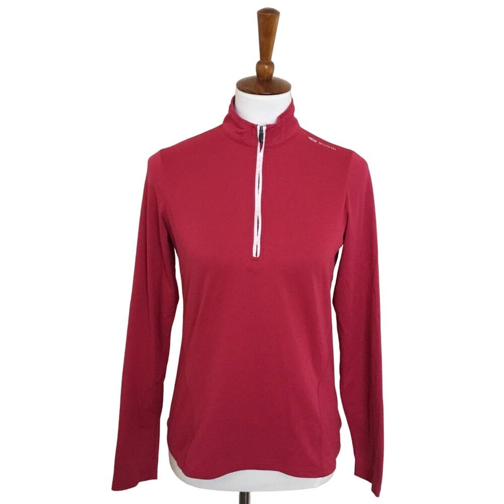Sugoi carbon zip athletic top, quarter zip magenta, size M